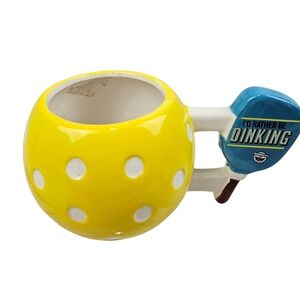 BigMouth Inc Pickleball Coffee Mug I'd Rather Be Dinking Yellow Novelty Cup 20oz